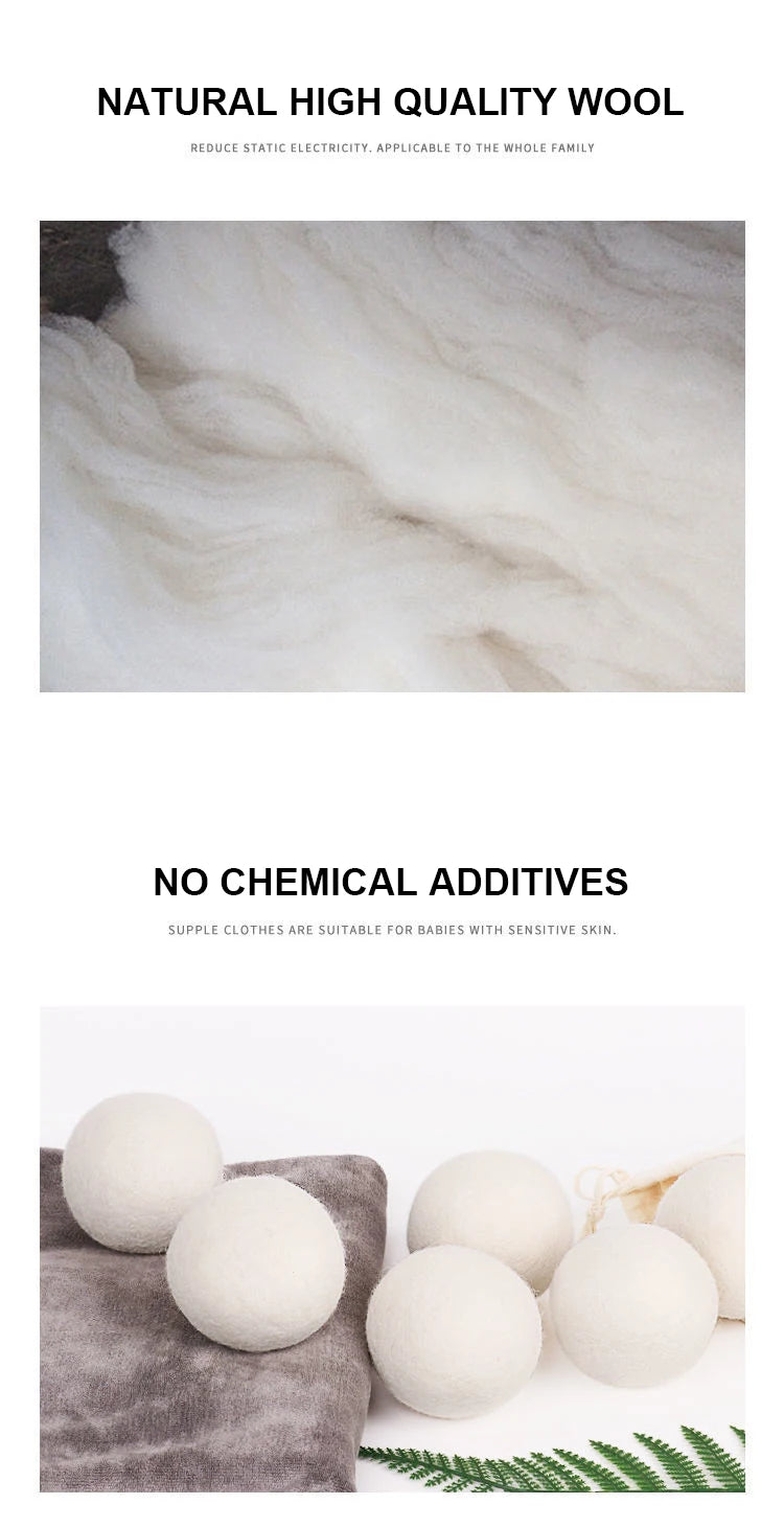 Reusable Wool Dryer Balls - Natural Fabric Softener