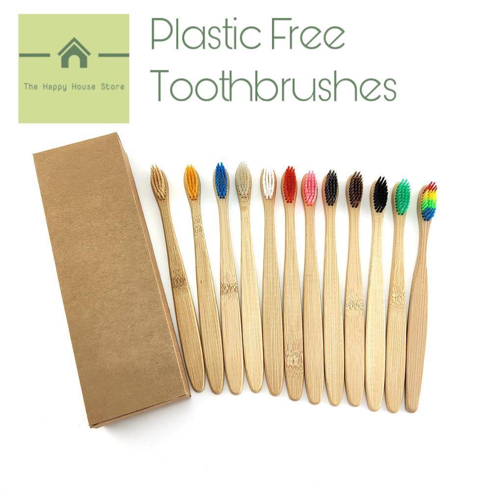 Natural Bamboo Toothbrushes-Set of 12.