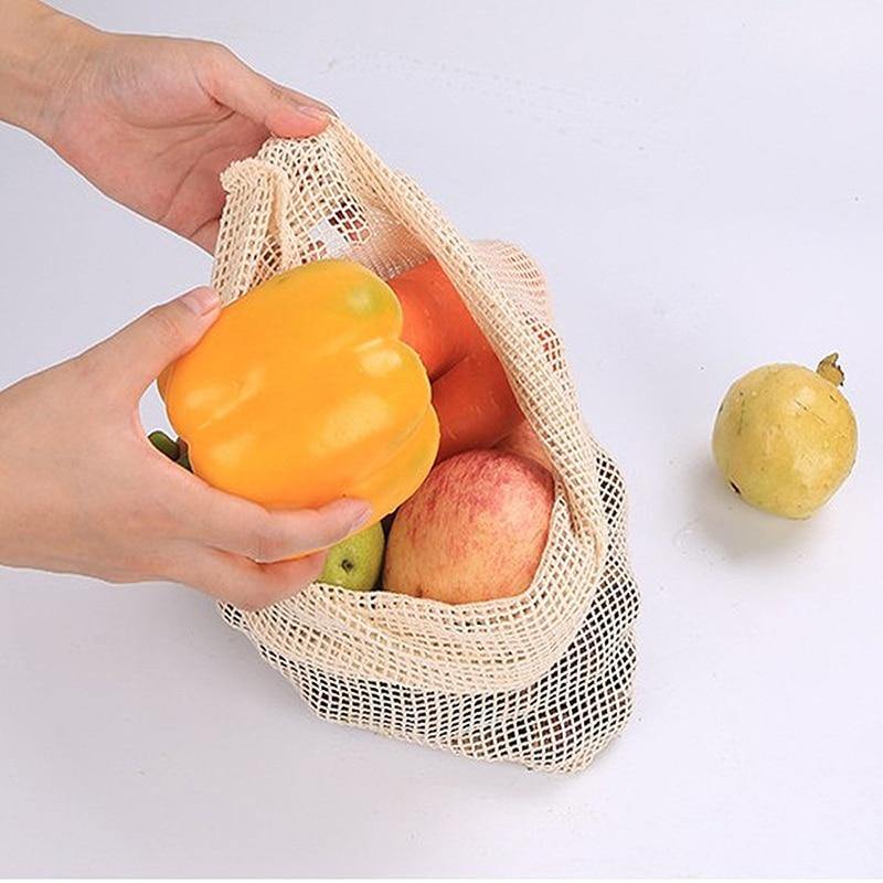 Reusable Cotton Mesh Vegetable bag.