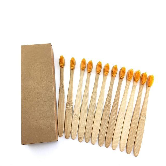 Natural Bamboo Toothbrushes-Set of 12.