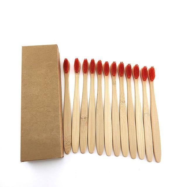 Natural Bamboo Toothbrushes-Set of 12.