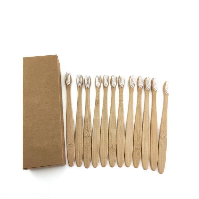 Natural Bamboo Toothbrushes-Set of 12.