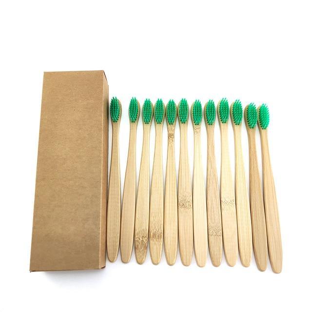 Natural Bamboo Toothbrushes-Set of 12.