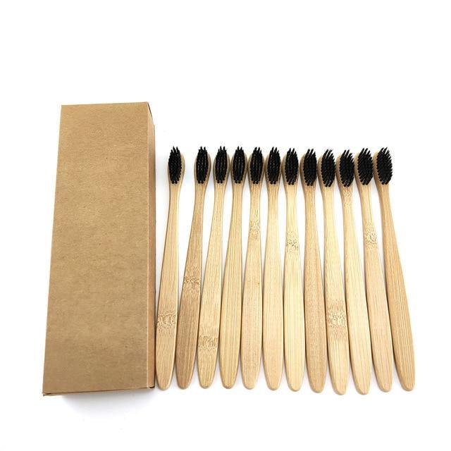 Natural Bamboo Toothbrushes-Set of 12.