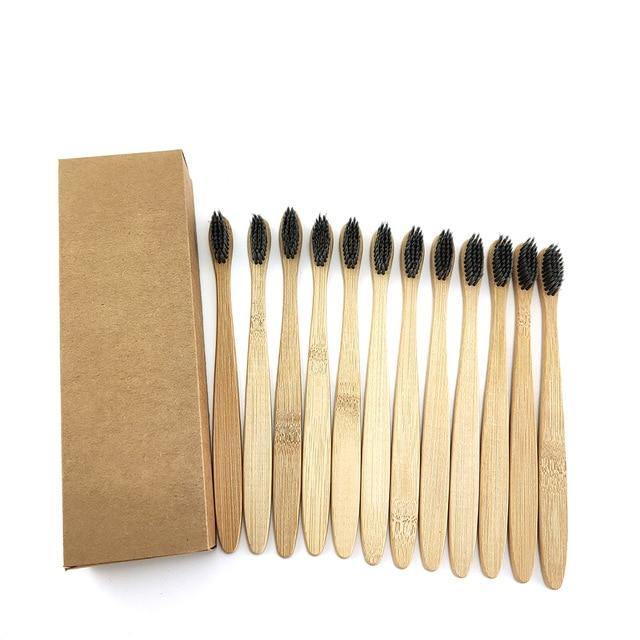 Natural Bamboo Toothbrushes-Set of 12.