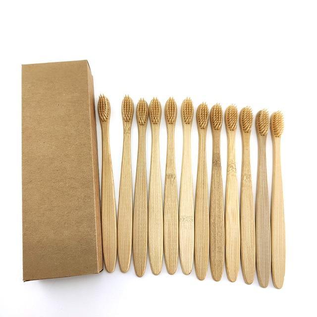 Natural Bamboo Toothbrushes-Set of 12.