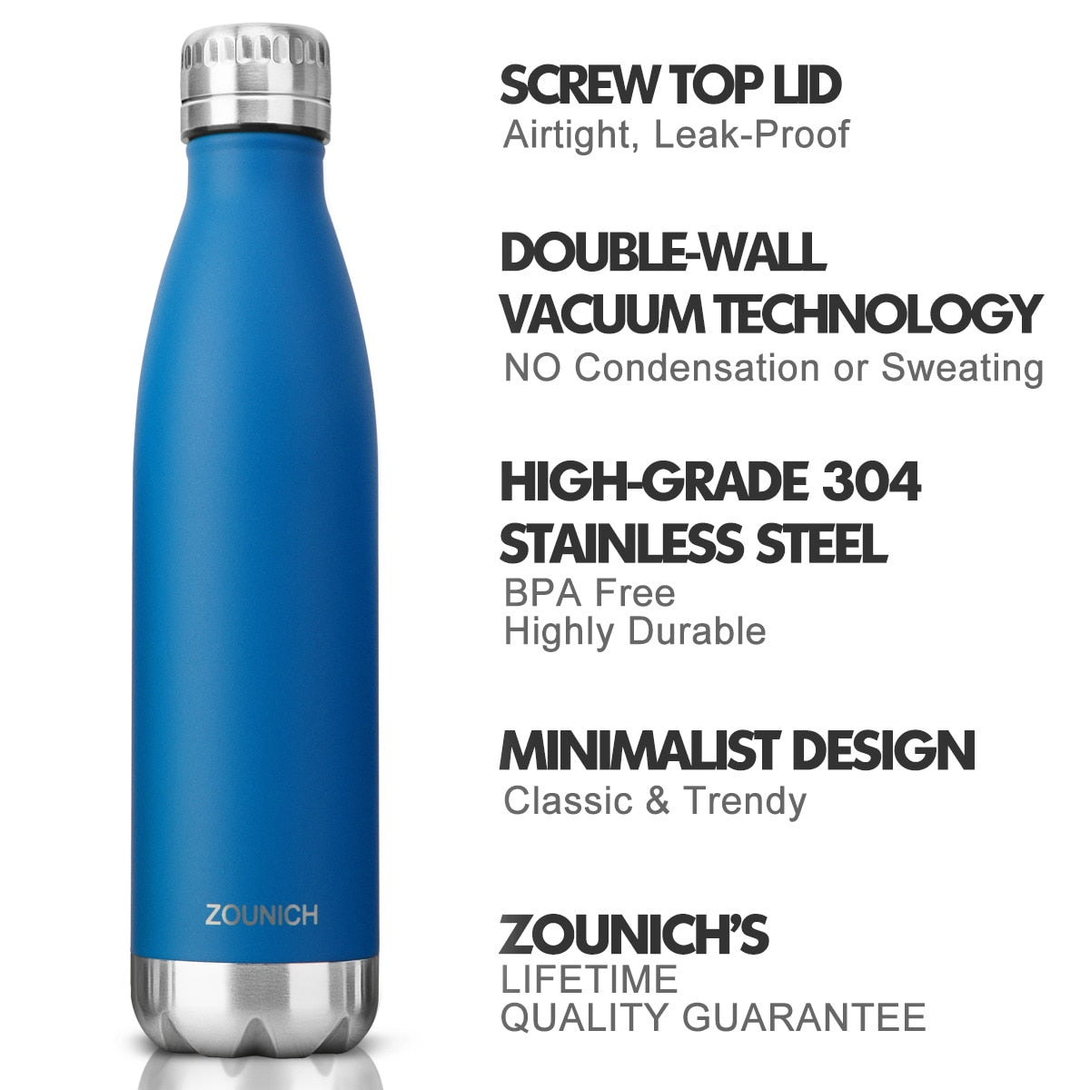 750ML Resuable ECO Friendly BPA Free Stainless Steel Metal Water